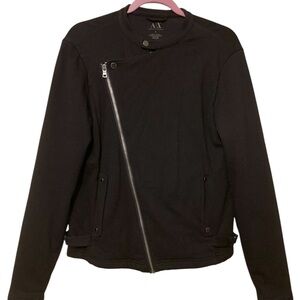 Armani Exchange Black Quilted Sweatshirt Jacket